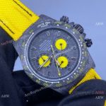 Super Clone Rolex Diw Daytona Watch Noob Swiss 4130 Carbon Yellow Nylon Strap 40mm